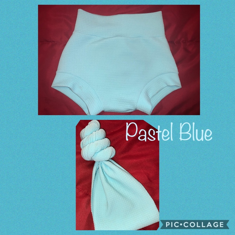 Pastel Blue Bummie & Topknot Set